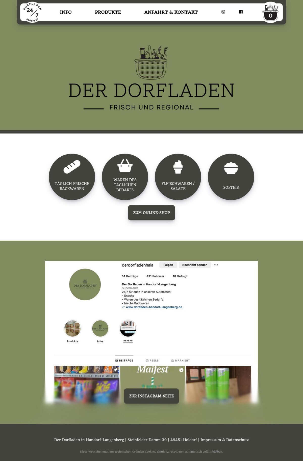 Screenshot von Dorfladen Handorf-Langenberg auf dem Desktop