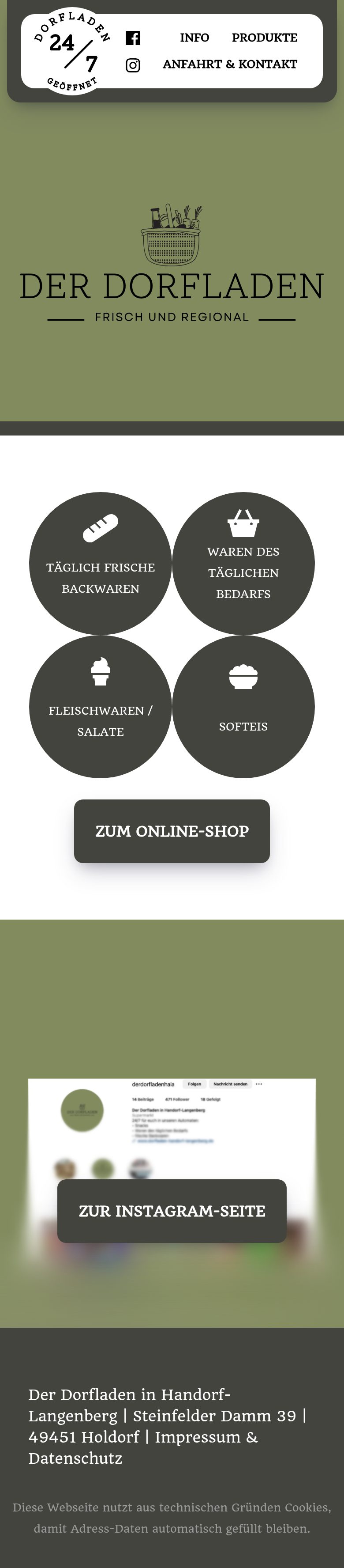 Screenshot von Dorfladen Handorf-Langenberg auf dem Smartphone
