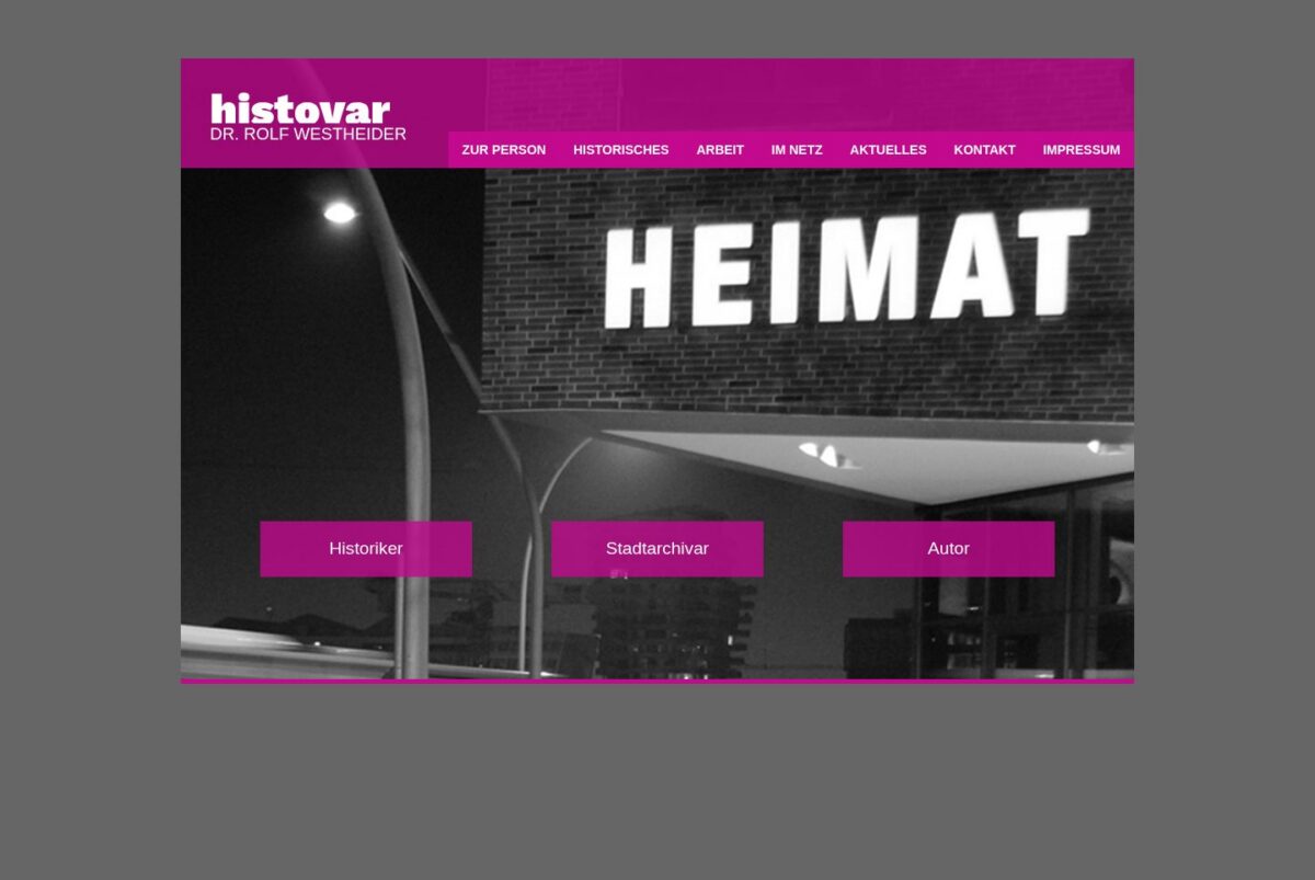 Screenshot von histovar – Dr. Rolf Westheider auf dem Desktop