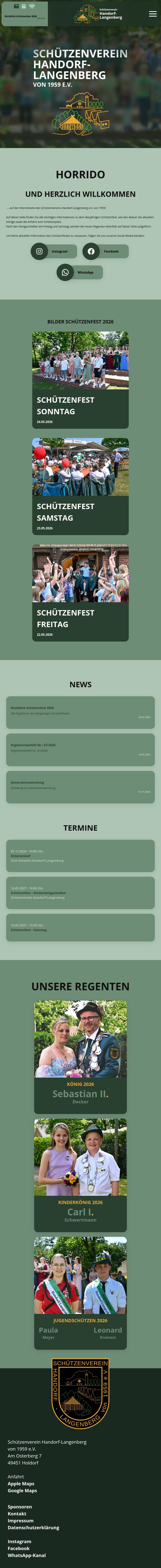Screenshot von Schützenverein Handorf-Langenberg auf dem Tablet